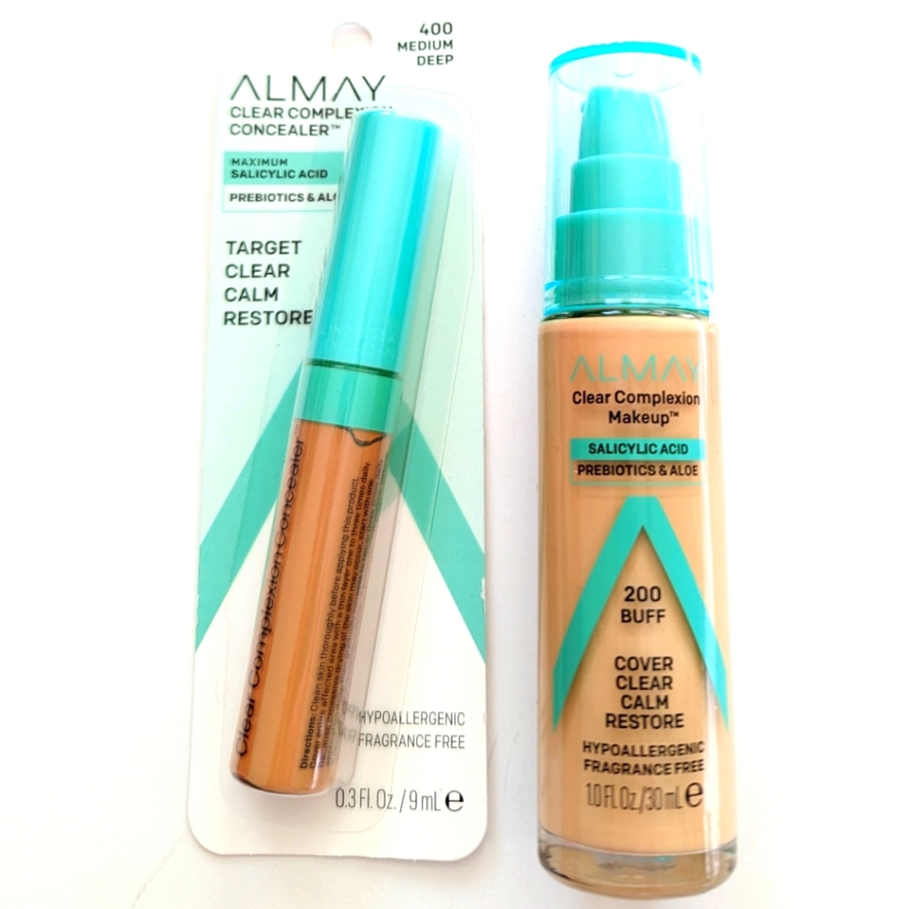 Almay Cosmetics Clear Complexion Concealer -400  & Foundation - 200